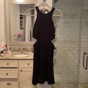 Club Monaco Black racer front/back dress with zipper detail and cutout at waist